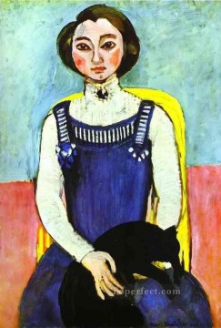  fauvism Oil Painting - Girl with A Black Cat Fauvism